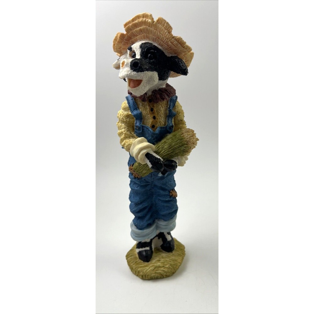Vintage Herco Skinny Cow/Bull Farmer Figurine Overalls Bibs Hay 9" Tall BELOW: